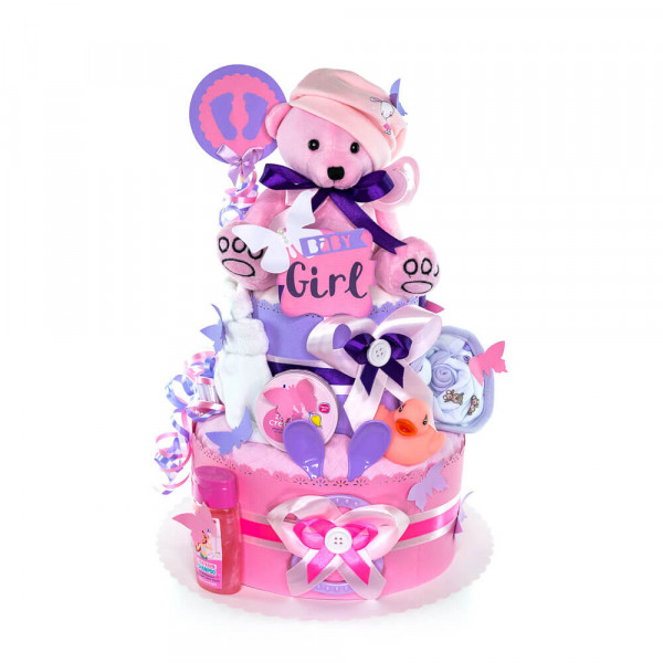 Windeltorte Teddy Bär für Mädchen Nr. 1.101 – Ansicht 2