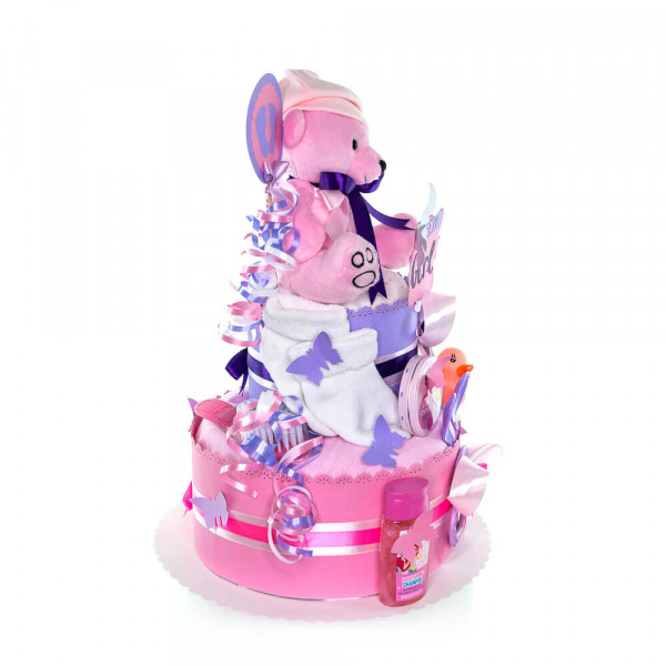 Windeltorte Teddy Bär für Mädchen Nr. 1.101 – Ansicht 4