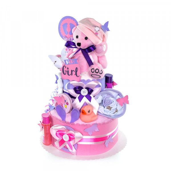Windeltorte Teddy Bär für Mädchen Nr. 1.101 – Ansicht 7