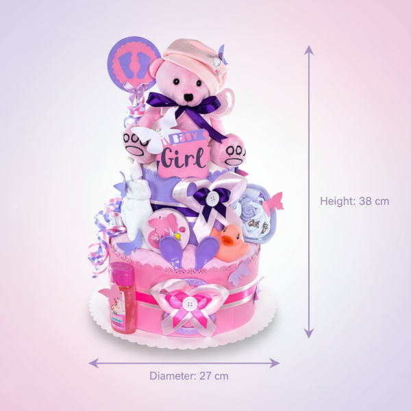 Windeltorte Teddy Bär für Mädchen Nr. 1.101 – Ansicht 8