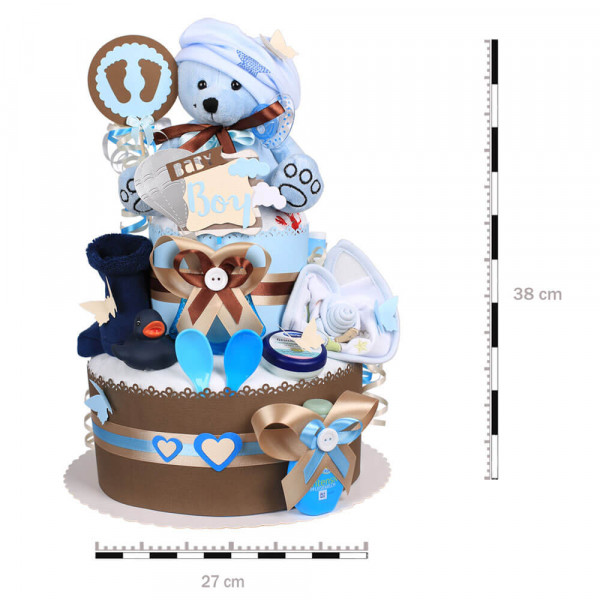 Windeltorte Teddy Bär für Jungen Nr. 1.104 – Maße