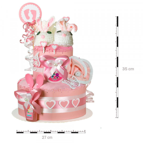 Windeltorte Hase für Mädchen Nr. 1.122 – Maße