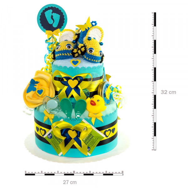 Windeltorte gehäkelte Figuren für Jungen Nr. 1.130 – Maße