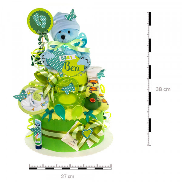 Windeltorte Teddy Bär für Jungen Nr. 1.133 – Maße