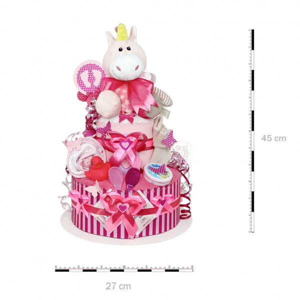 Windeltorte Einhorn für Mädchen Nr. 1.134 – Maße