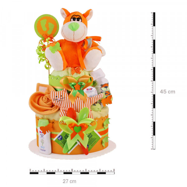 neutrale Windeltorte 1.140 – Tiger – Maße