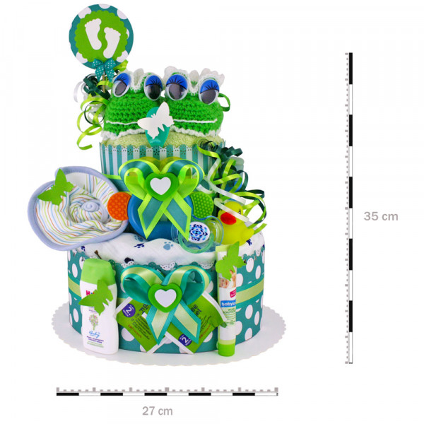 Windeltorte Frosch für Jungen Nr. 1.145 – Maße