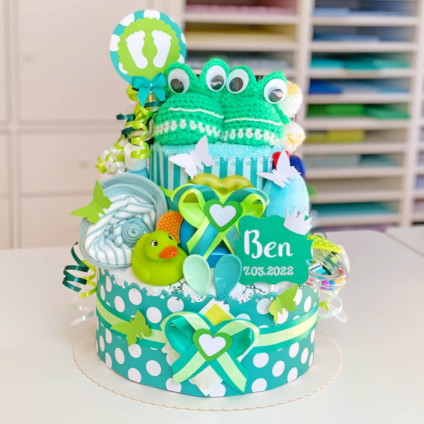 Windeltorte Frosch für Jungen Nr. 1.145 – Ansicht 3