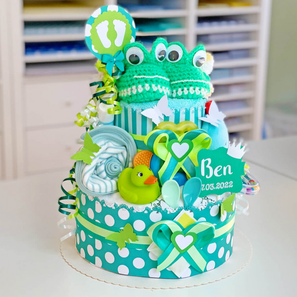 Windeltorte Frosch für Jungen Nr. 1.145 – Ansicht 4