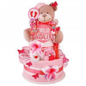 Teddy Bear Diaper Cake for Girls No. 1.152