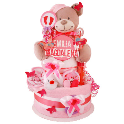 Windeltorte Teddy Bär für Mädchen Nr. 1.152