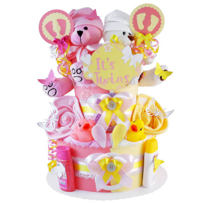 Windeltorte Teddy Bär für Zwillinge Nr. 1.159