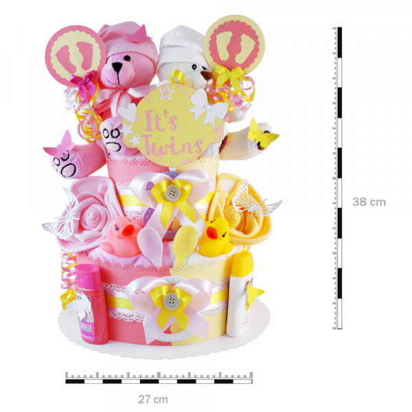 Windeltorte Teddy Bär für Zwillinge Nr. 1.159 – Maße