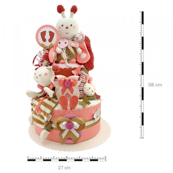 Windeltorte für Mädchen 1.173 Schmetterling & Biene – Maße