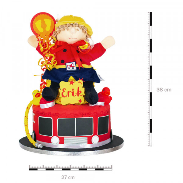 Windeltorte für Jungs 1.176 – Feuerwehrmann – Maße