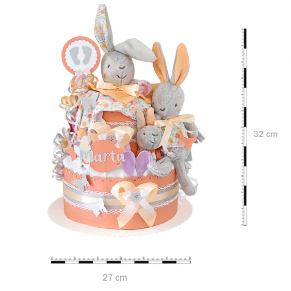 Windeltorte für Mädchen 1.177 Hase-Famaly – Maße