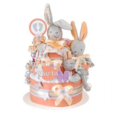 Diaper Cake for Girls 1.177 Bunny Family