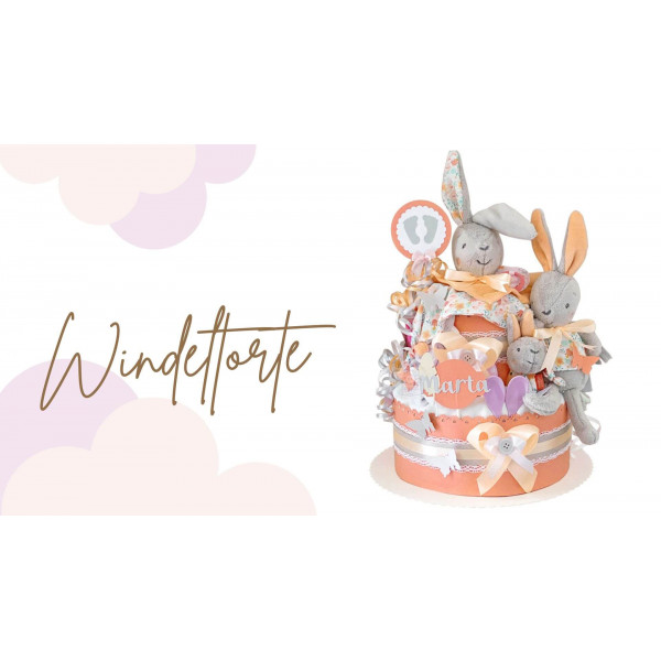 Windeltorte für Mädchen 1.177 Hase-Famaly – Ansicht 3