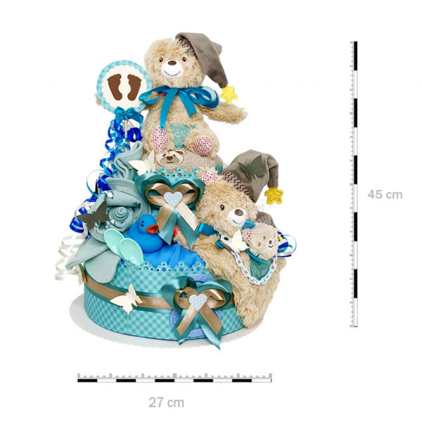 Windeltorte Teddy Bär für Jungen Nr. 1.181 – Maße