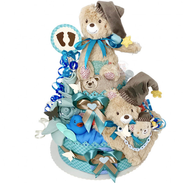 Windeltorte Teddy Bär für Jungen Nr. 1.181 – Ansicht 6