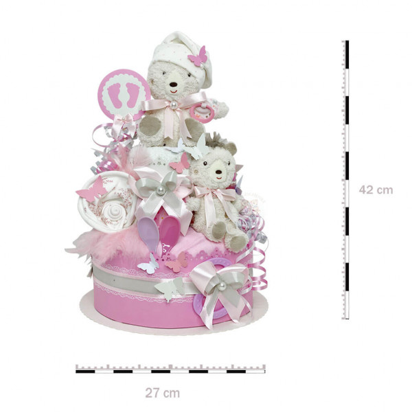 Windeltorte für Mädchen 1.182 – Teddy – Maße