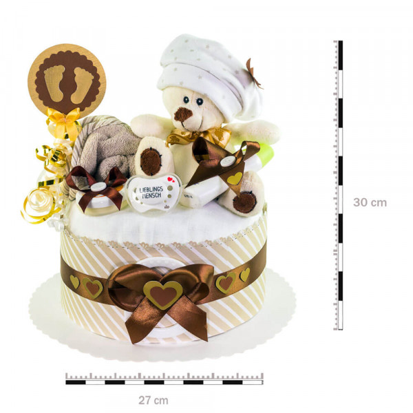Windeltorte Teddy Bär neutral Nr. 1.202 – Maße