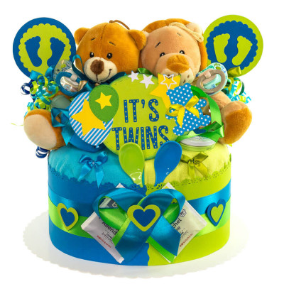 Windeltorte Teddy Bär für Zwillinge Nr. 1.203