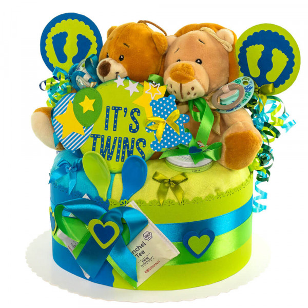 Windeltorte Teddy Bär für Zwillinge Nr. 1.203 – Ansicht 3