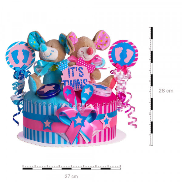 Windeltorte für Zwillinge 1.215 – Maus – Maße