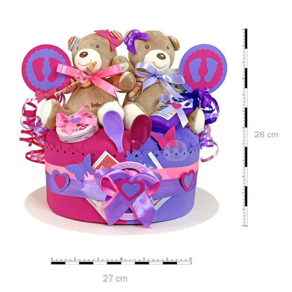 Windeltorte Teddy Bär für Zwillinge Nr. 1.221 – Maße
