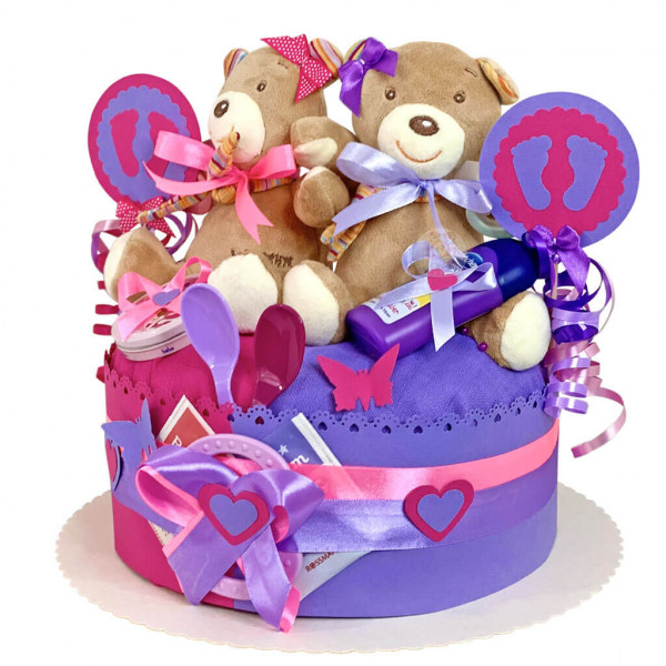 Windeltorte Teddy Bär für Zwillinge Nr. 1.221 – Ansicht 5