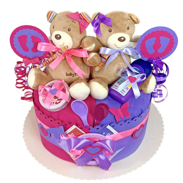 Windeltorte Teddy Bär für Zwillinge Nr. 1.221 – Ansicht 3