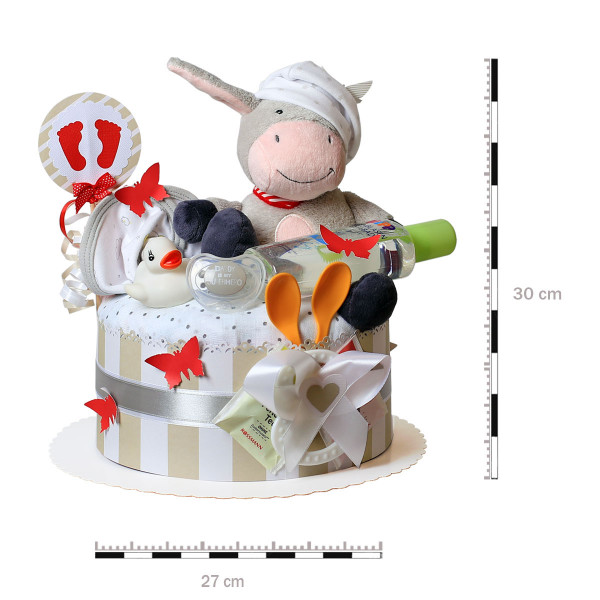 Windeltorte für Mädchen 1.229 – Esel – Maße