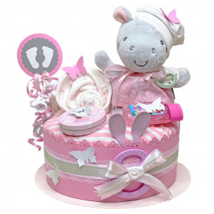 Hippo Diaper Cake for Girls No. 1.244