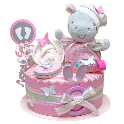 Hippo Diaper Cake for Girls No. 1.244
