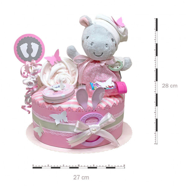 Windeltorte Nilpferd Hippo für Mädchen Nr. 1.244 – Maße