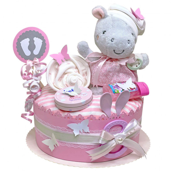 Windeltorte Nilpferd Hippo für Mädchen Nr. 1.244 – Ansicht 3
