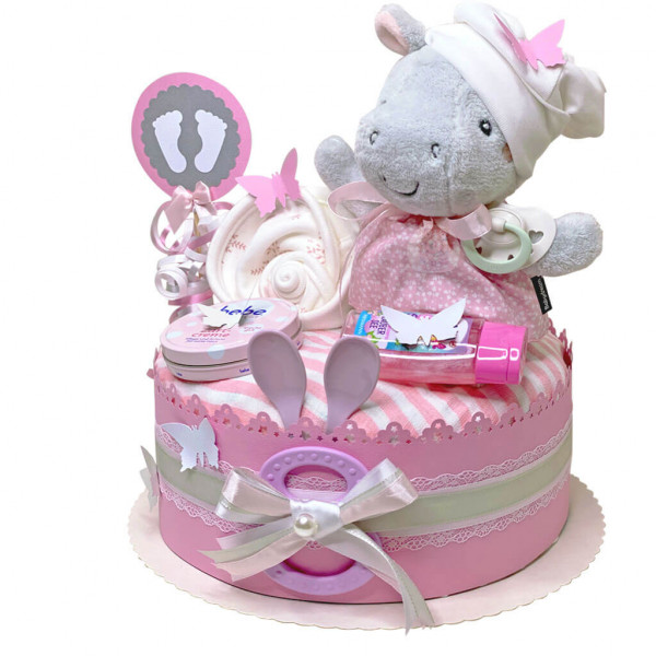 Windeltorte Nilpferd Hippo für Mädchen Nr. 1.244 – Ansicht 4