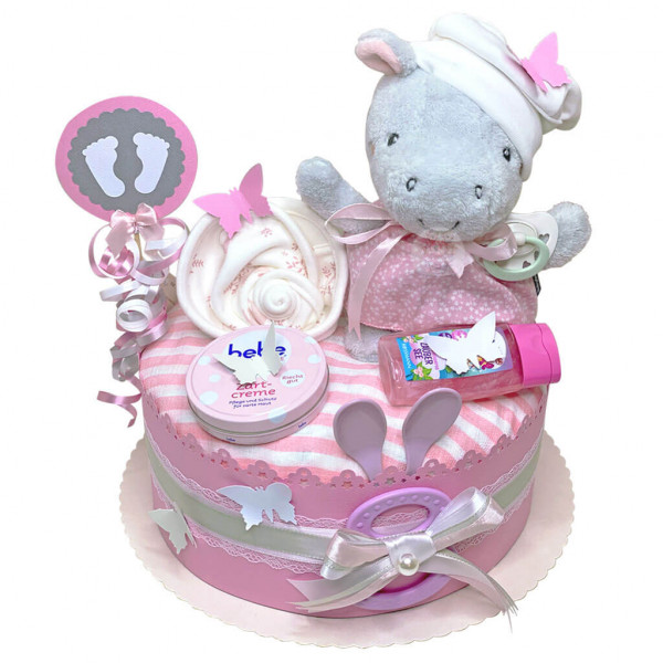 Windeltorte Nilpferd Hippo für Mädchen Nr. 1.244 – Ansicht 5
