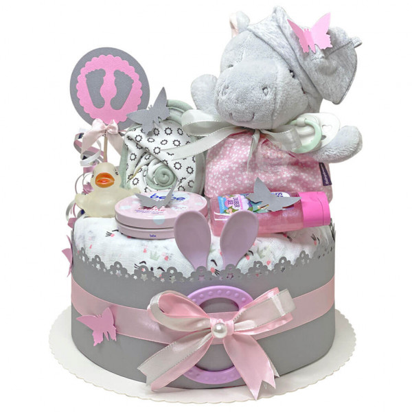 Windeltorte Nilpferd Hippo für Mädchen Nr. 1.245 – Ansicht 3