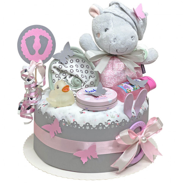 Windeltorte Nilpferd Hippo für Mädchen Nr. 1.245 – Ansicht 4