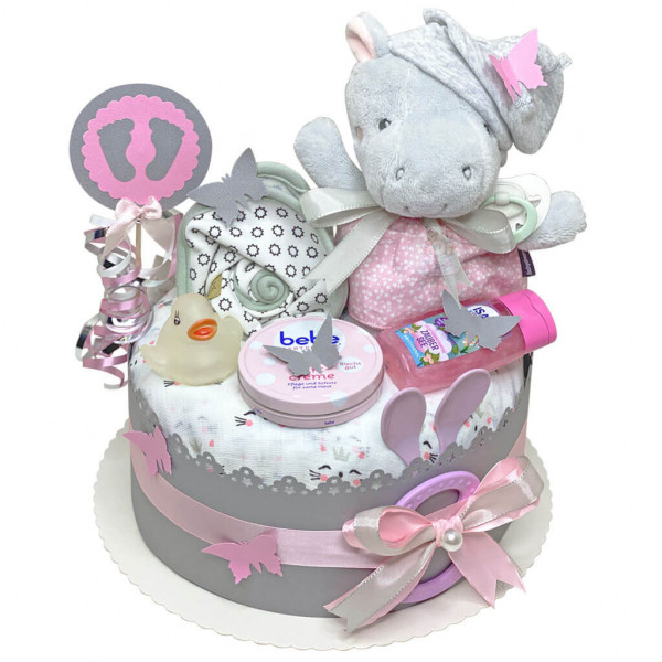Windeltorte Nilpferd Hippo für Mädchen Nr. 1.245 – Ansicht 5
