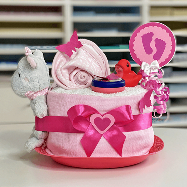 Windeltorte für Mädchen 1.307 – Elefant – Ansicht 2