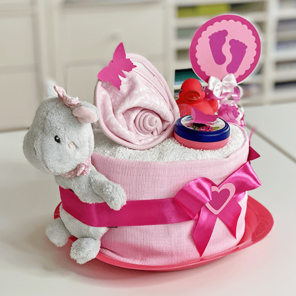 Windeltorte für Mädchen 1.307 – Elefant – Ansicht 4