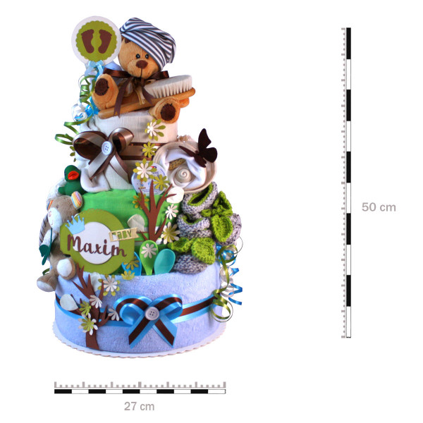 Windeltorte Teddy Bär für Jungen Nr. 1.401 – Maße