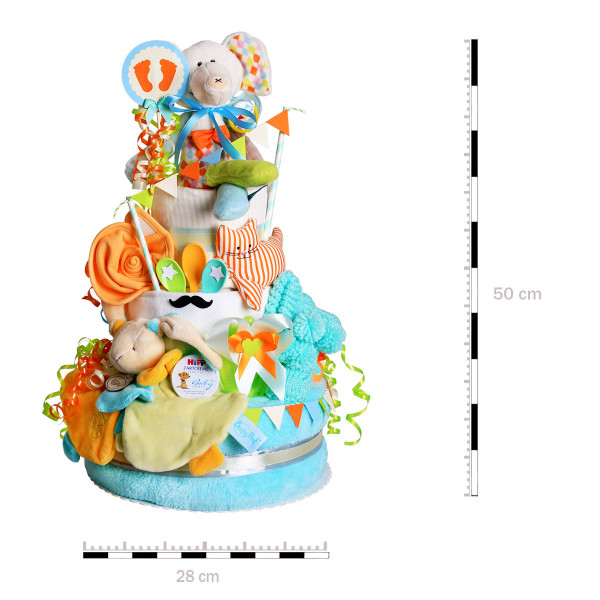 Windeltorte Elefant für Jungen Nr. 1.402 – Maße