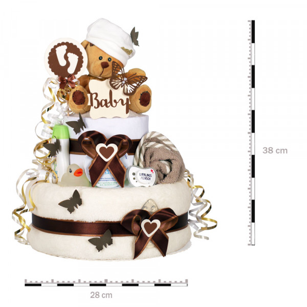 Windeltorte Teddy Bär neutral Nr. 1.403 – Maße