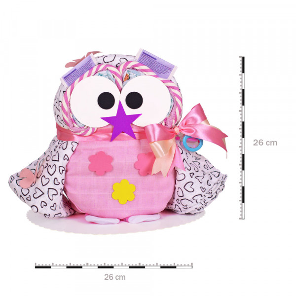 Windeltorte Eule für Mädchen Nr. 1.406 – Maße