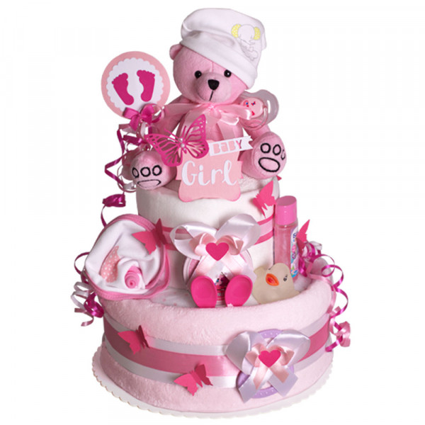 Windeltorte Teddy Bär für Mädchen Nr. 1.410 – Ansicht 3