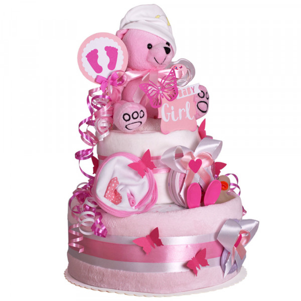 Windeltorte Teddy Bär für Mädchen Nr. 1.410 – Ansicht 4